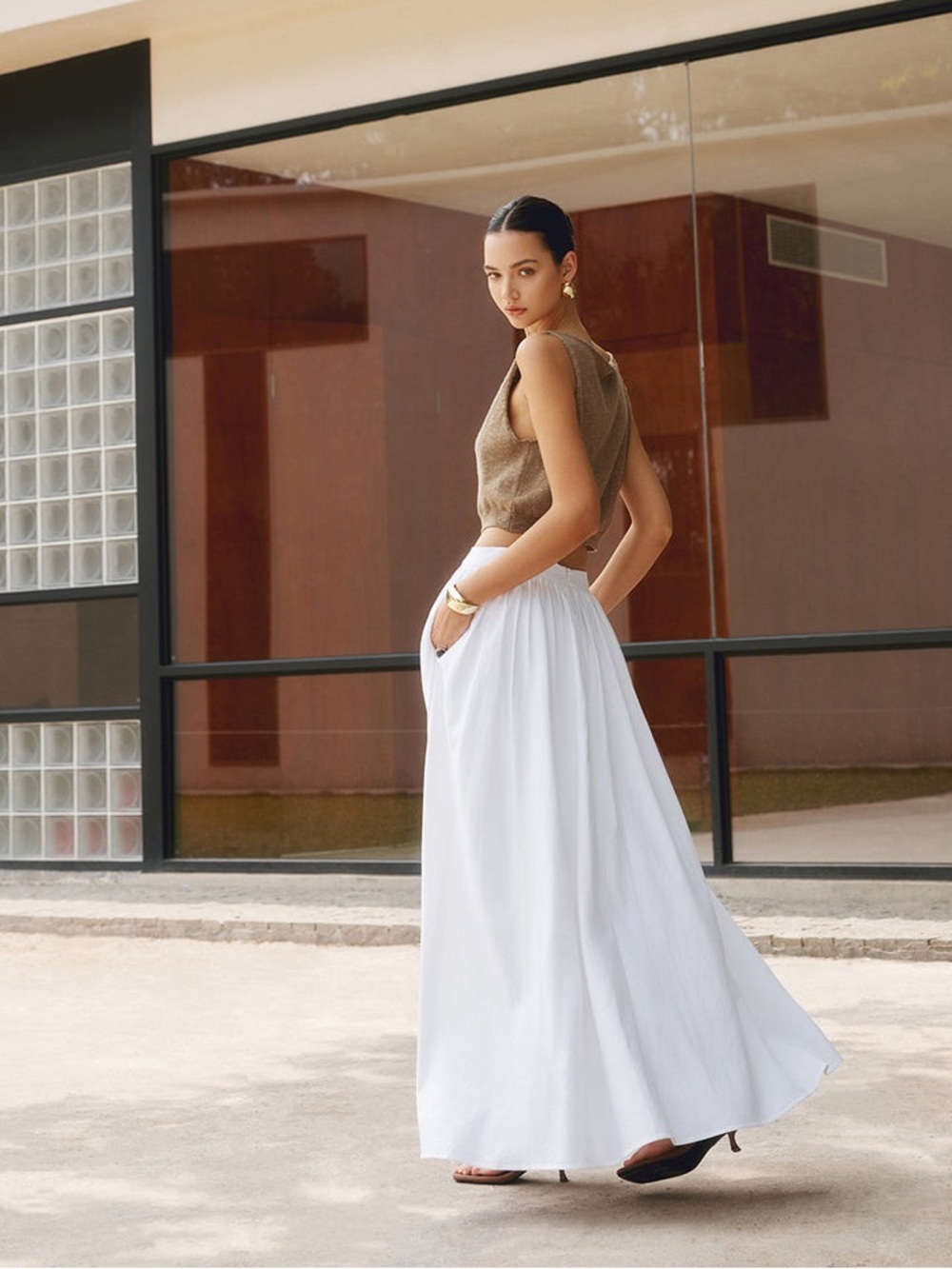Commense Cotton pleated maxi skirt - Picture 3 of 4